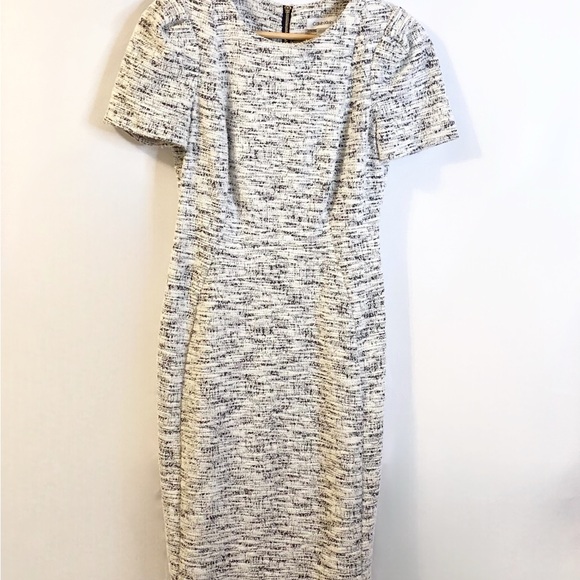 Calvin Klein Tweed Shift Dress | Black & White | Size 4 - Picture 2 of 10